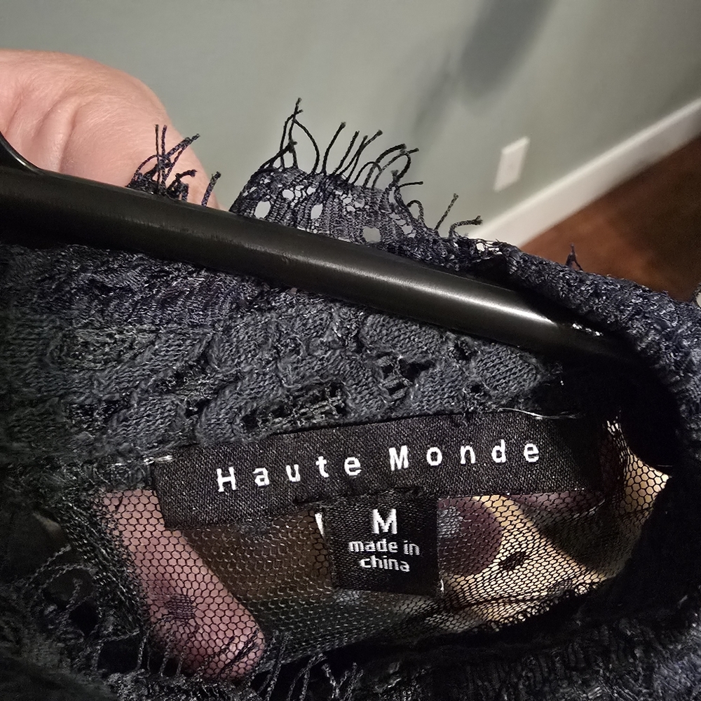 Haute Monde Dark Green Lace Blouse - Picture 4 of 4